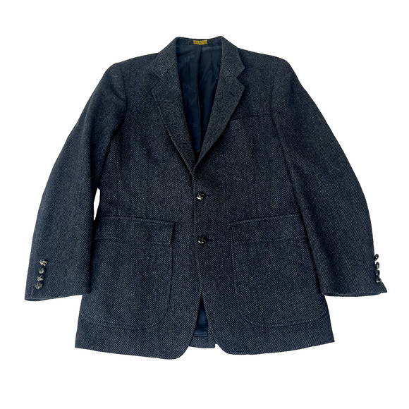 Imperial By Haggar Blazer Sport Coat Men’s 38 100% Wool Blue Herringbone USA - Picture 1 of 16